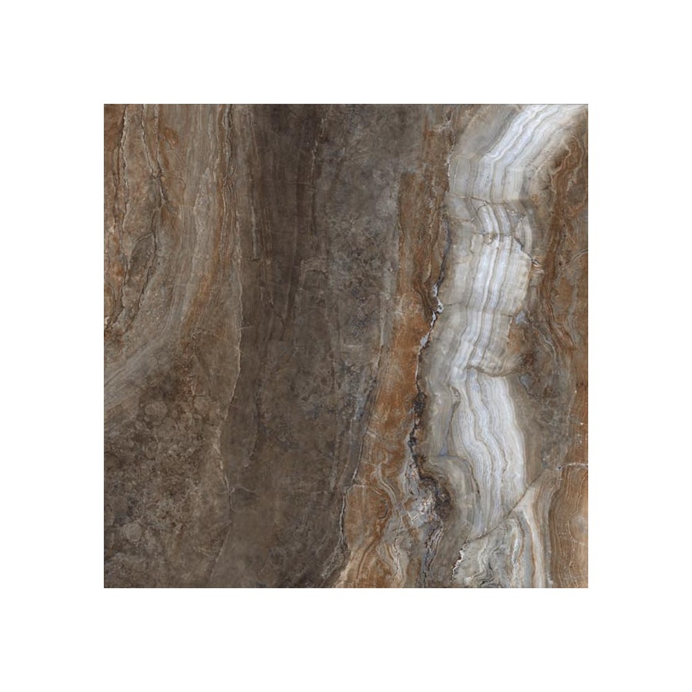 Carrelage marron imitation onyx 120x120 Ktl Ceramica Galaxy brown - Paquet 1.41 m2