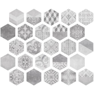 Carrelage hexagonal imitation ciment gris 23.2x26.7 Itt Ceramic Nuuk - Paquet 0.75 m2