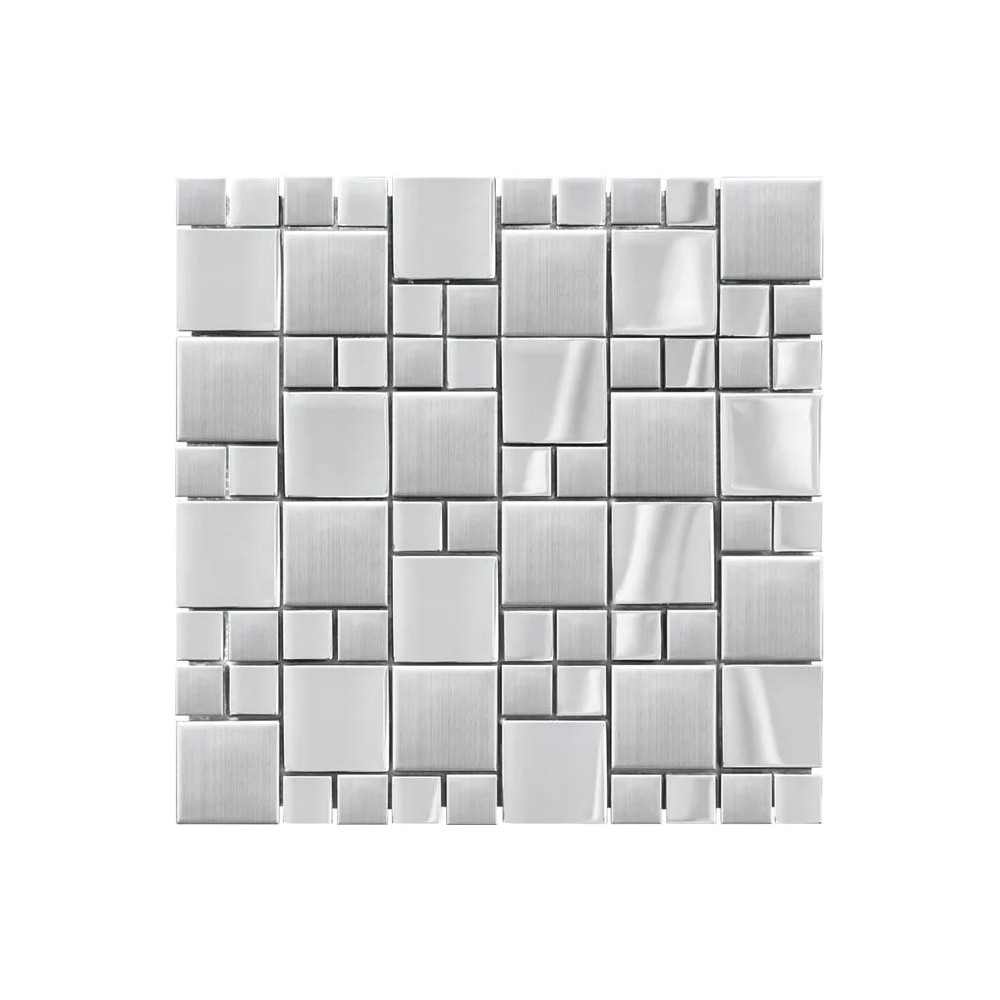 Mosaique inox métal 30x30 cm - La Plaque