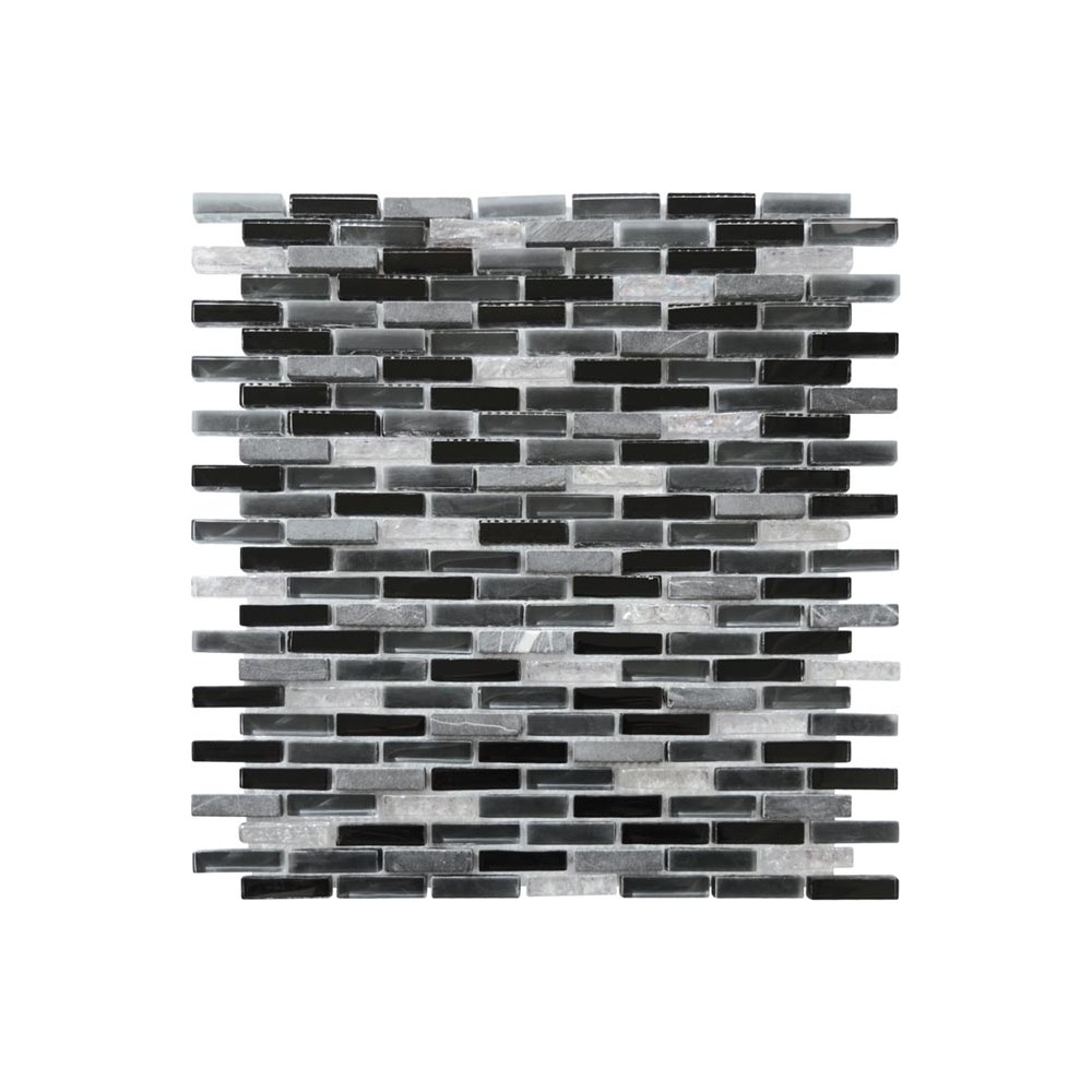 Mosaique verre noir gris marbre 30x30 cm - La Plaque