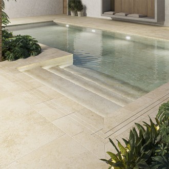 carrelage piscine antiderapant beige imitation pierre travertin 60x60 ceramica mayor crosscut petra paquet 1.44 m2