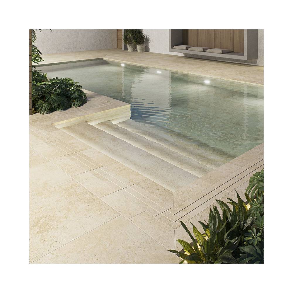 carrelage piscine antiderapant beige imitation pierre travertin 60x60 ceramica mayor crosscut petra paquet 1.44 m2