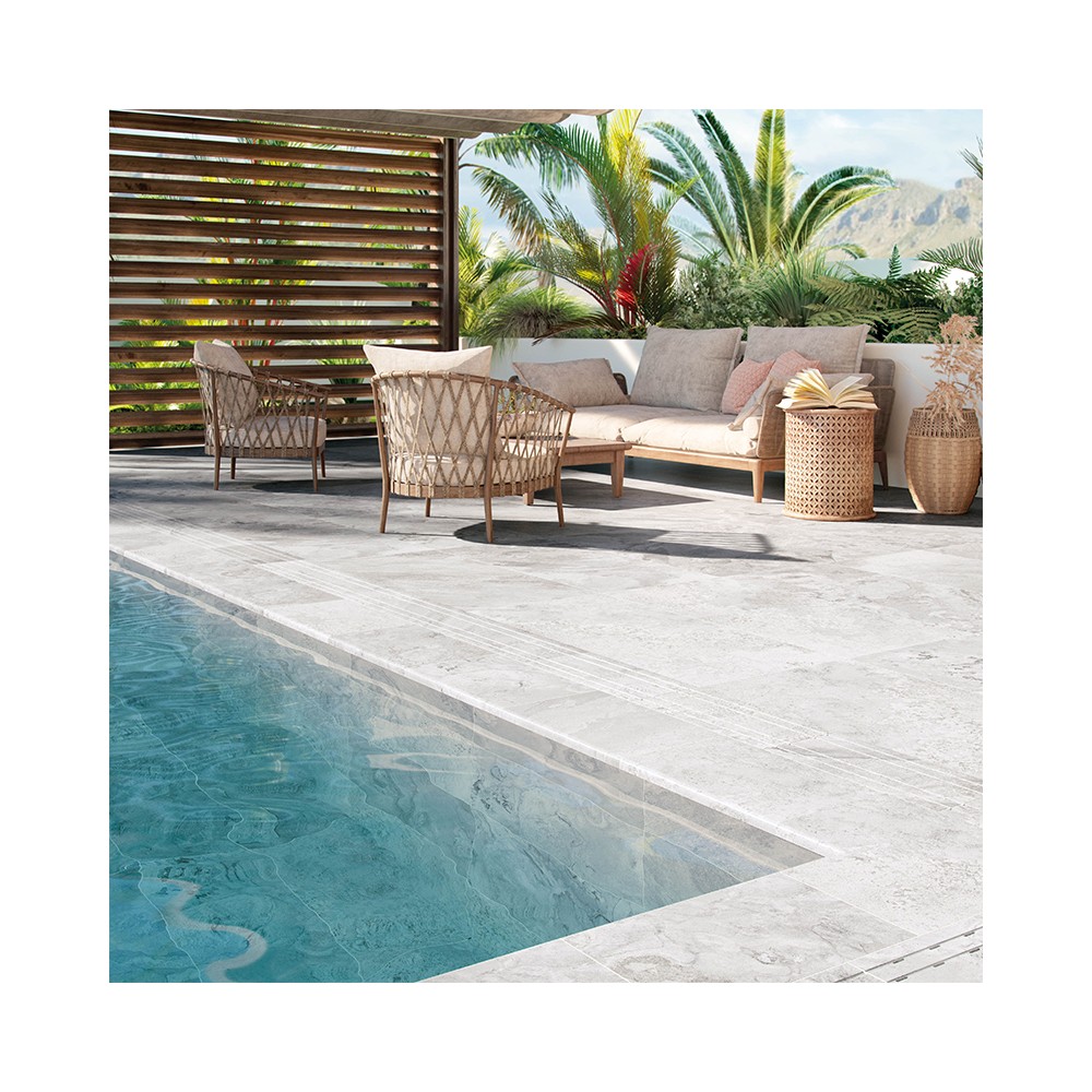 carrelage piscine antiderapant gris clair 37.5x78 ceramica mayor cupira hueso paquet 1.125 m2