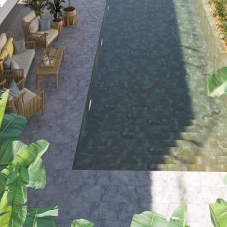 Carrelage piscine antidérapant bleu effet pierre bali 29.2x58.5 Cerpa Tahiti Celeste - Paquet 1.37 m2