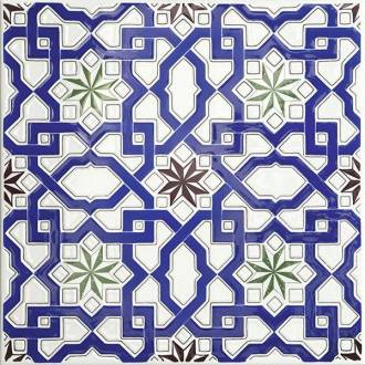 carrelage andalou carre etoile 20x20 bleu paquet 1 m2