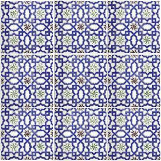 carrelage andalou carre etoile 20x20 bleu paquet 1 m2