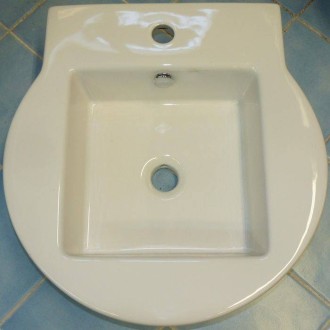 Vasque ronde intérieur carré blanche à poser - 50x53 cm 