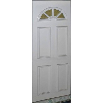 Porte d'entrée pvc blanc vitrage demi-lune hauteur 215 x 90 largeur droite 