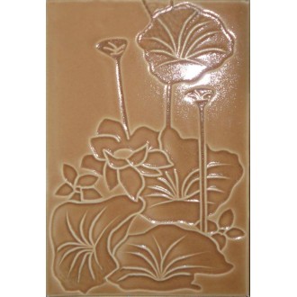 Faïence Chamois Décor fleur marron 13x20 Facoba - Paquet 1,30 m²