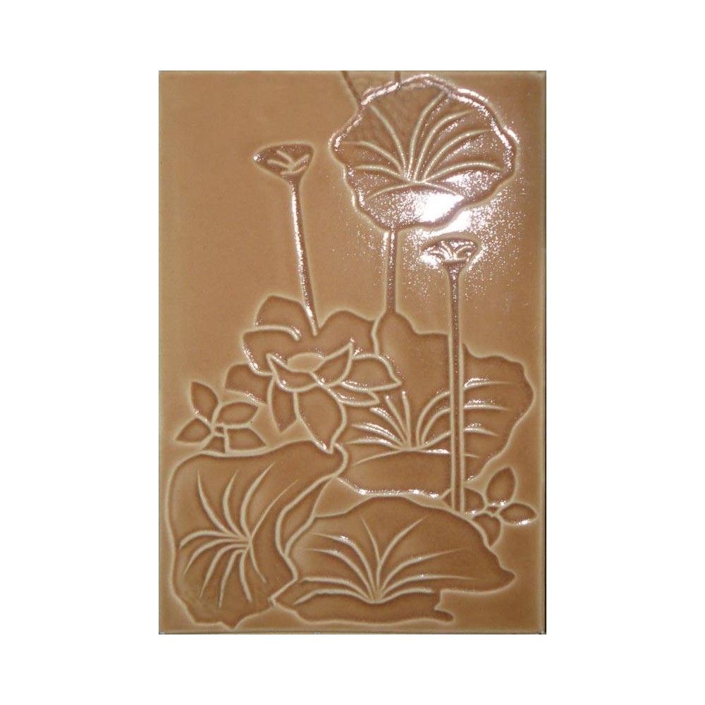 Faïence Chamois Décor fleur marron 13x20 Facoba - Paquet 1,30 m²