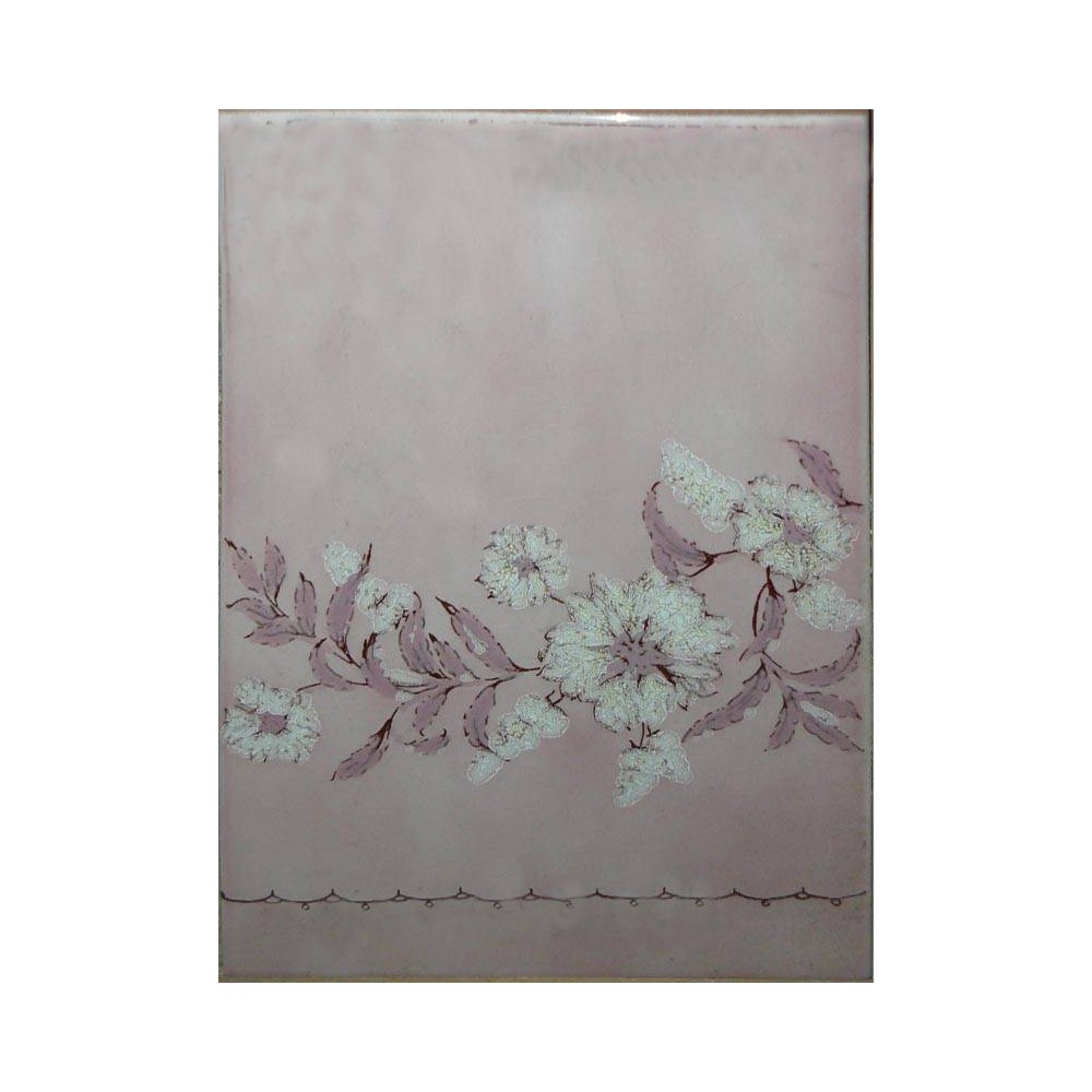 Faïence violette rose liseret fleur 15x20 Expo - Paquet 1 m² 
