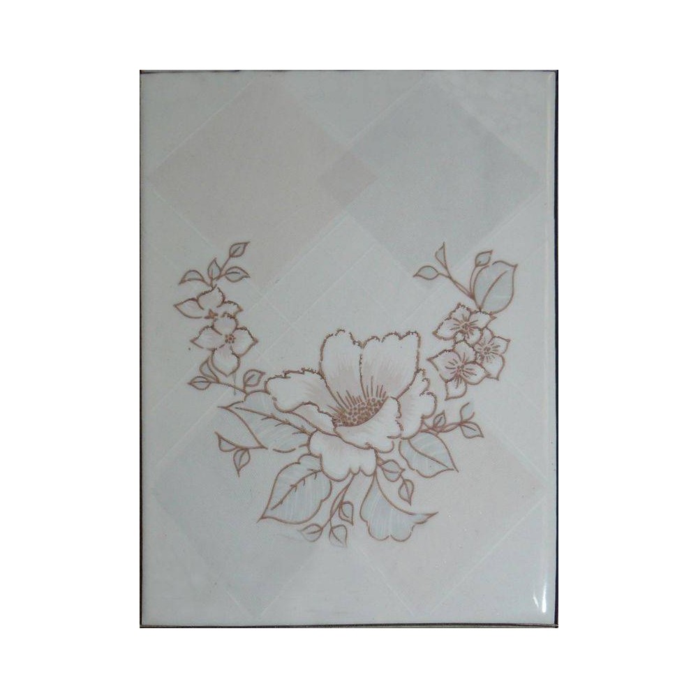 Faïence blanche décor fleur 15x20 Zakarini - Paquet 1 m² 