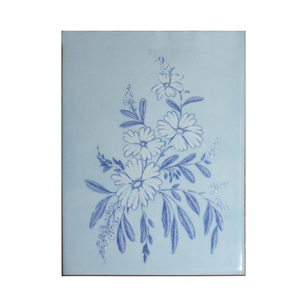 Faïence bleu décor marguerite 15x20 Zakarini - Paquet 1 m² 